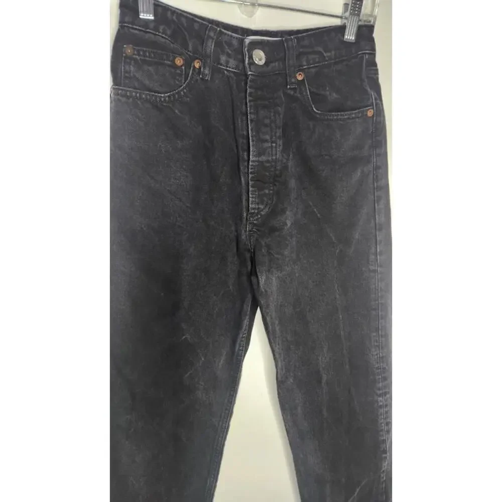 ZARA Women's Black Denim Button Down Casual Mom Jeans Size 4 - Picture 2 of 5